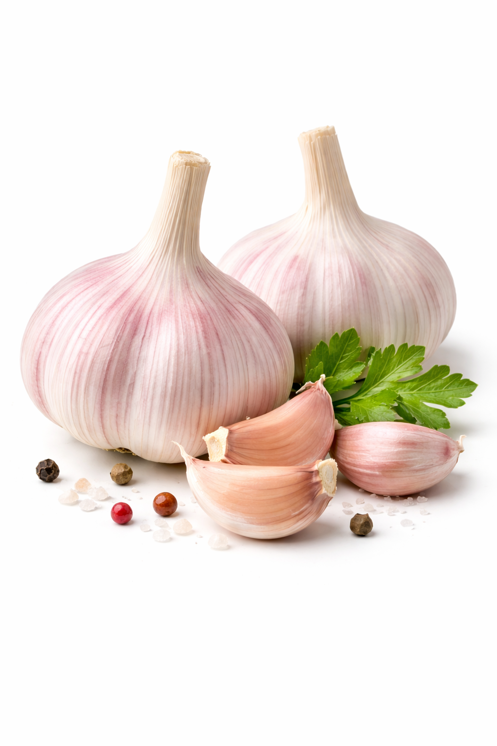  Garlic bulbs isolated on white background