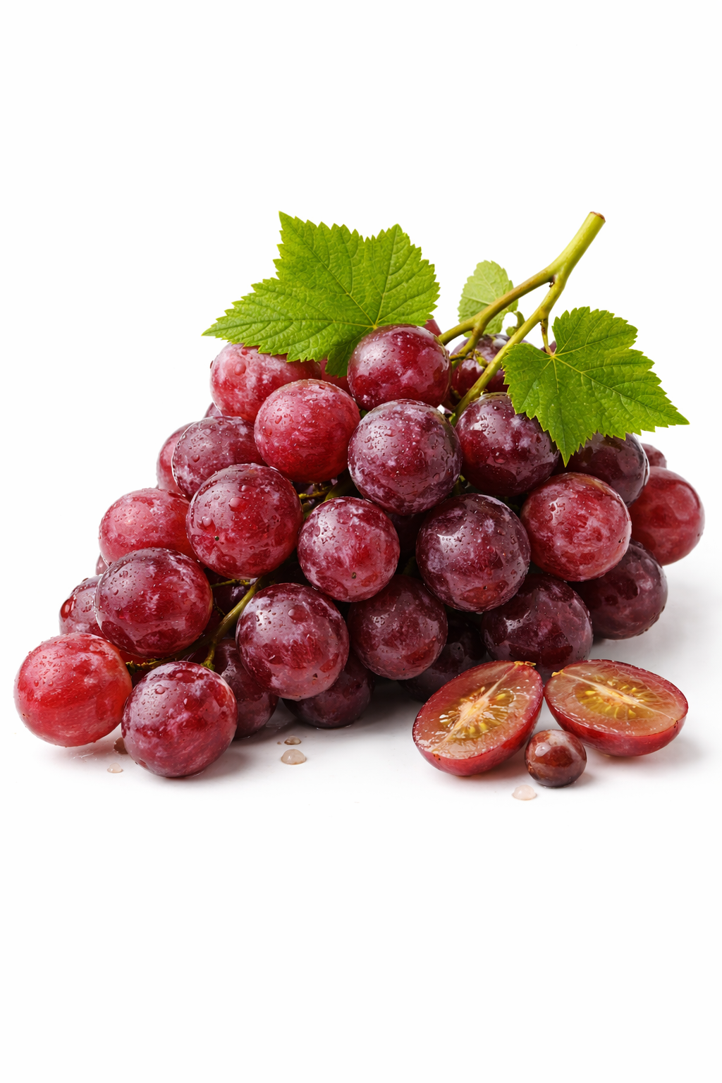 Bunch of red grapes isolated on white background