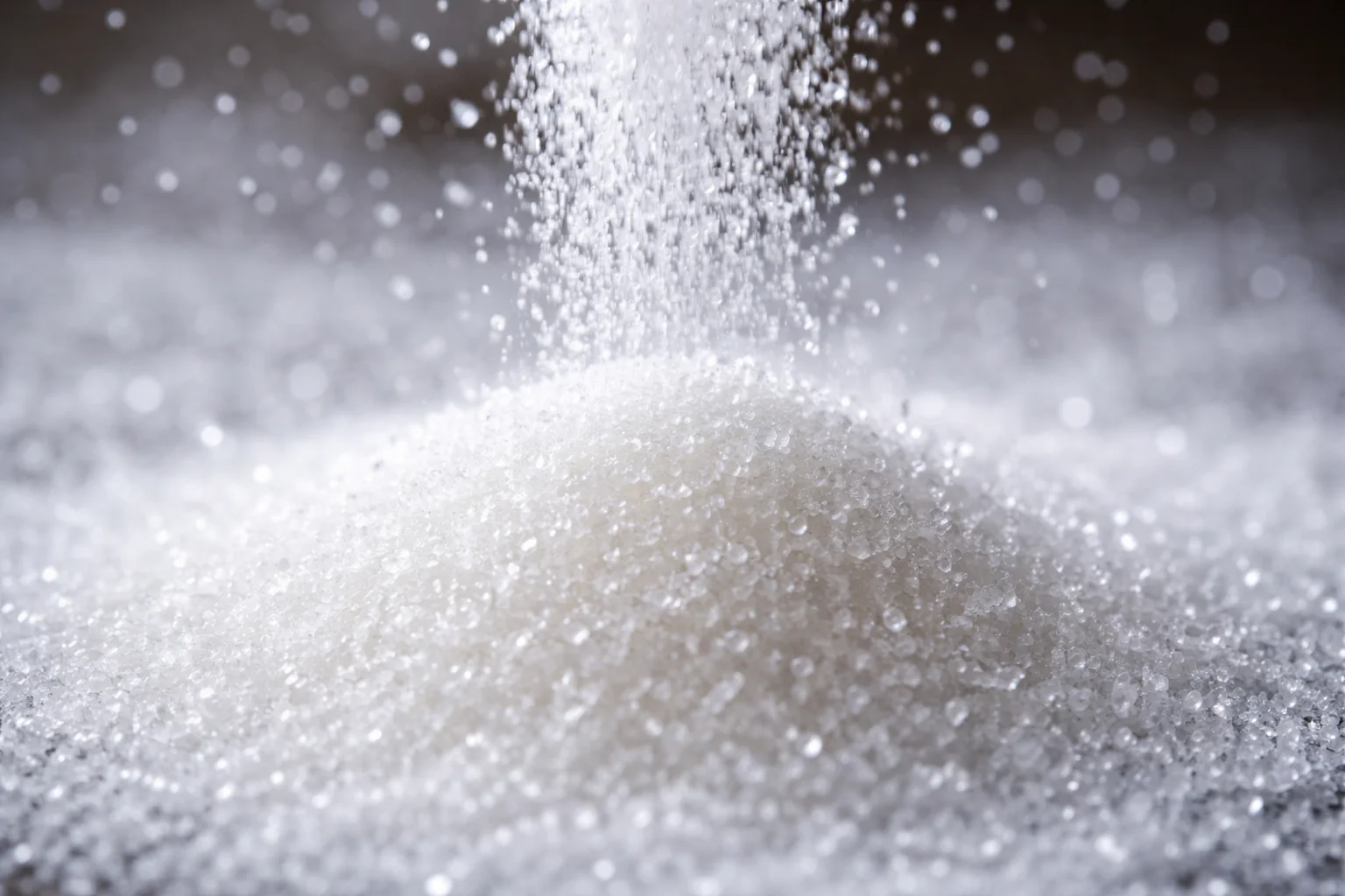 refined sugar pouring granulated sugar close up unhealthy sweet ingredient