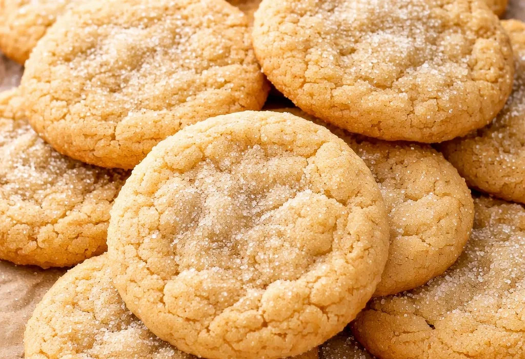freshly baked sugar cookies sprinkled with sugar