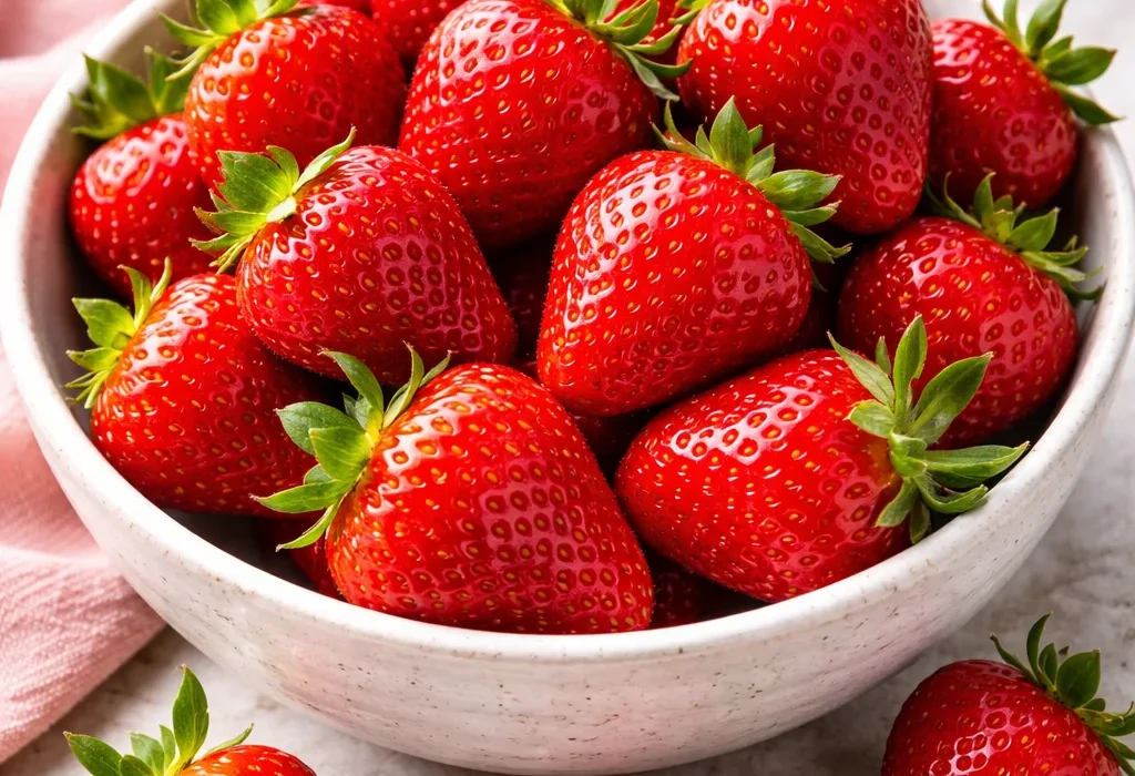 fresh strawberries in a bowl for healthy fruit snack