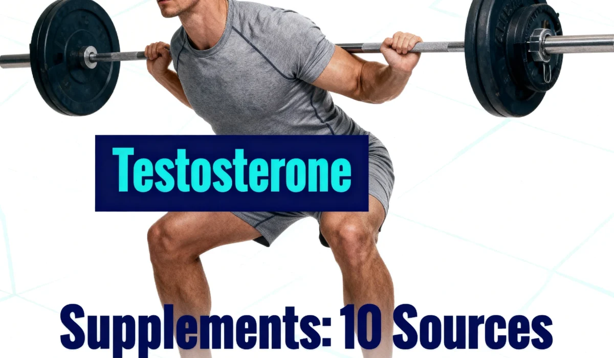 A vintage-style fitness advertisement featuring a muscular man making an "OK" gesture next to a "Joe Weider Olympians" supplement tub. The text reads "AN END TO THE SKINNY BODY."