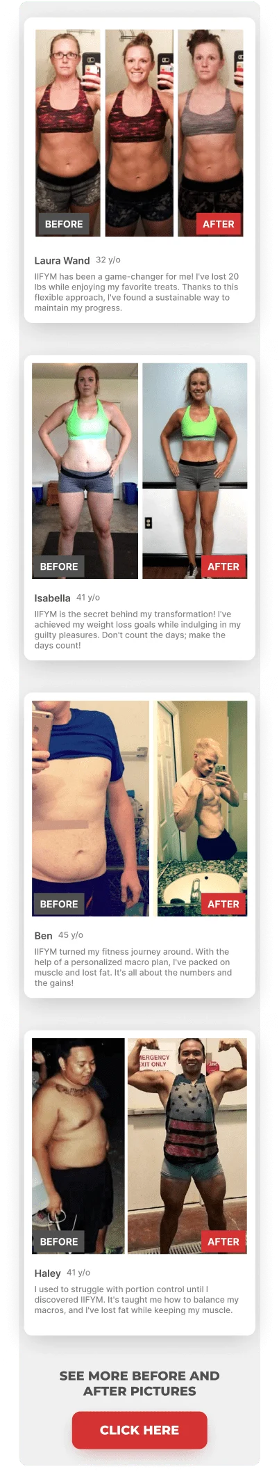 iifym transformation results before and after weight loss real user testimonials