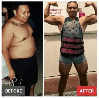 Before and after transformation photo of Haley showing simultaneous fat loss and muscle gain using IIFYM.