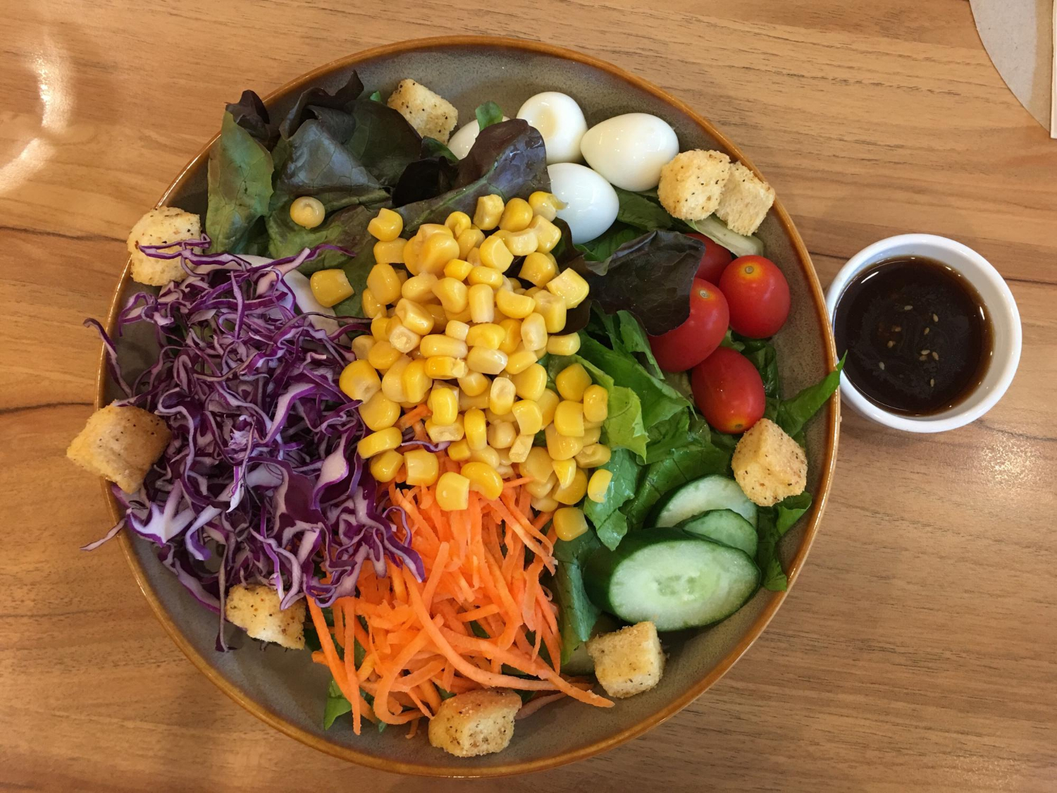 High angle view of vegetables in bowl on table