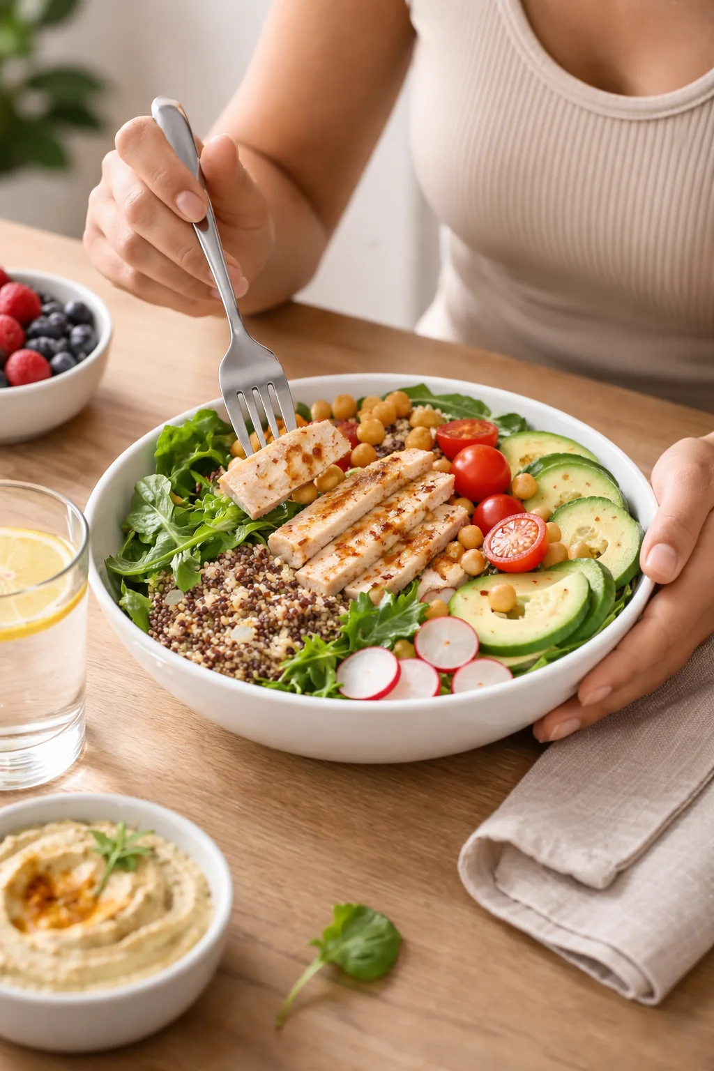 healthy balanced meal with protein vegetables macro diet iifym nutrition